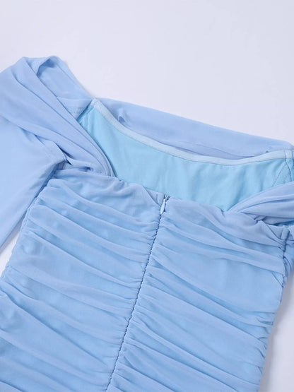 Hazel Blues® |  Off-Shoulder Ruched Mermaid Maxi Dress