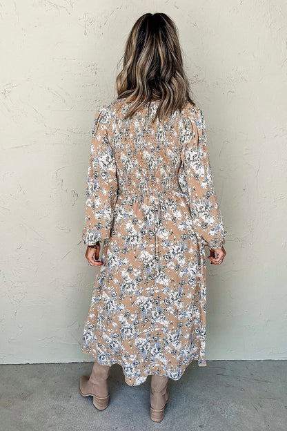 Hazel Blues® |  Printed V-Neck Long Sleeve Dress