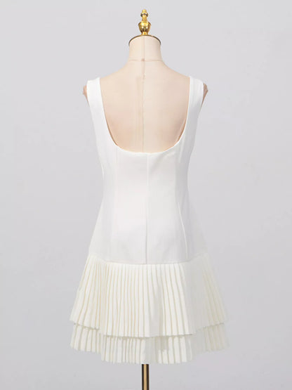 Hazel Blues® |  Square Neck Pleated Mini Dress