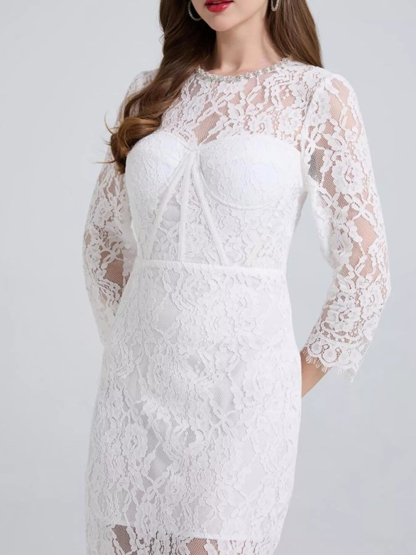 Hazel Blues® |  Lace Long Sleeve Midi Dress