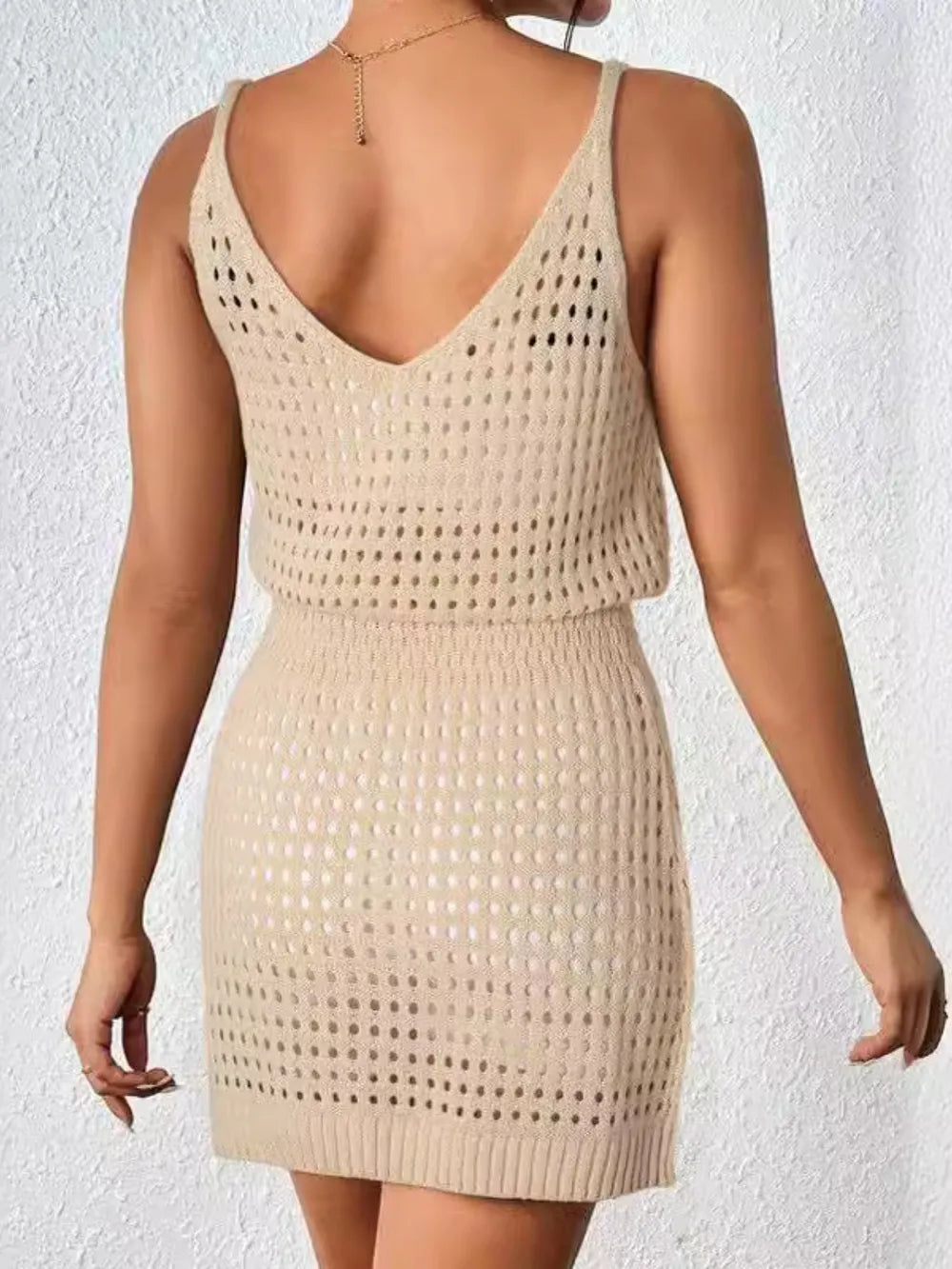 Hazel Blues® |  Openwork V-Neck Sleeveless Cover Up Dress