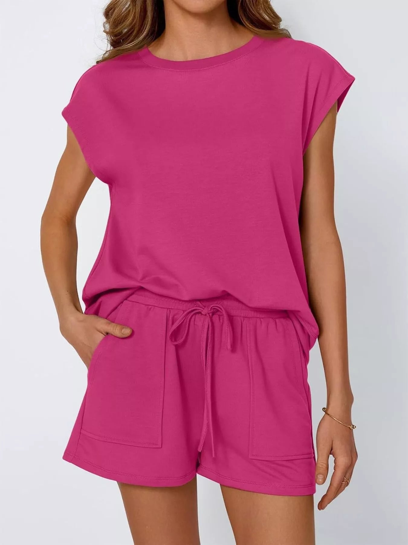 Hazel Blues® |  Casual Solid Color T-Shirt and Shorts Set