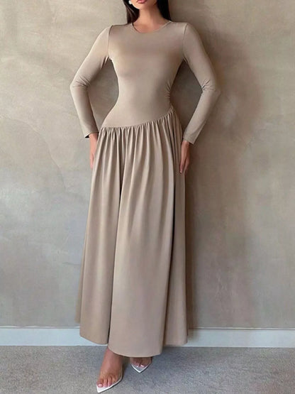 Hazel Blues® |  Long Sleeve Ruched A-Line Maxi Dress