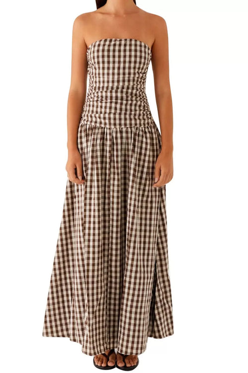 Hazel Blues® |  Strapless Ruched Maxi Dress