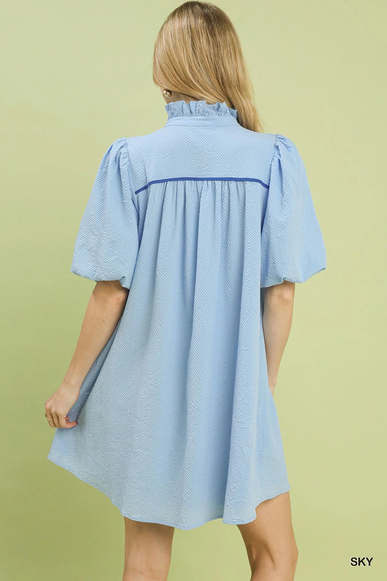 Hazel Blues® |  Umgee Seersucker Puff Sleeve Dress