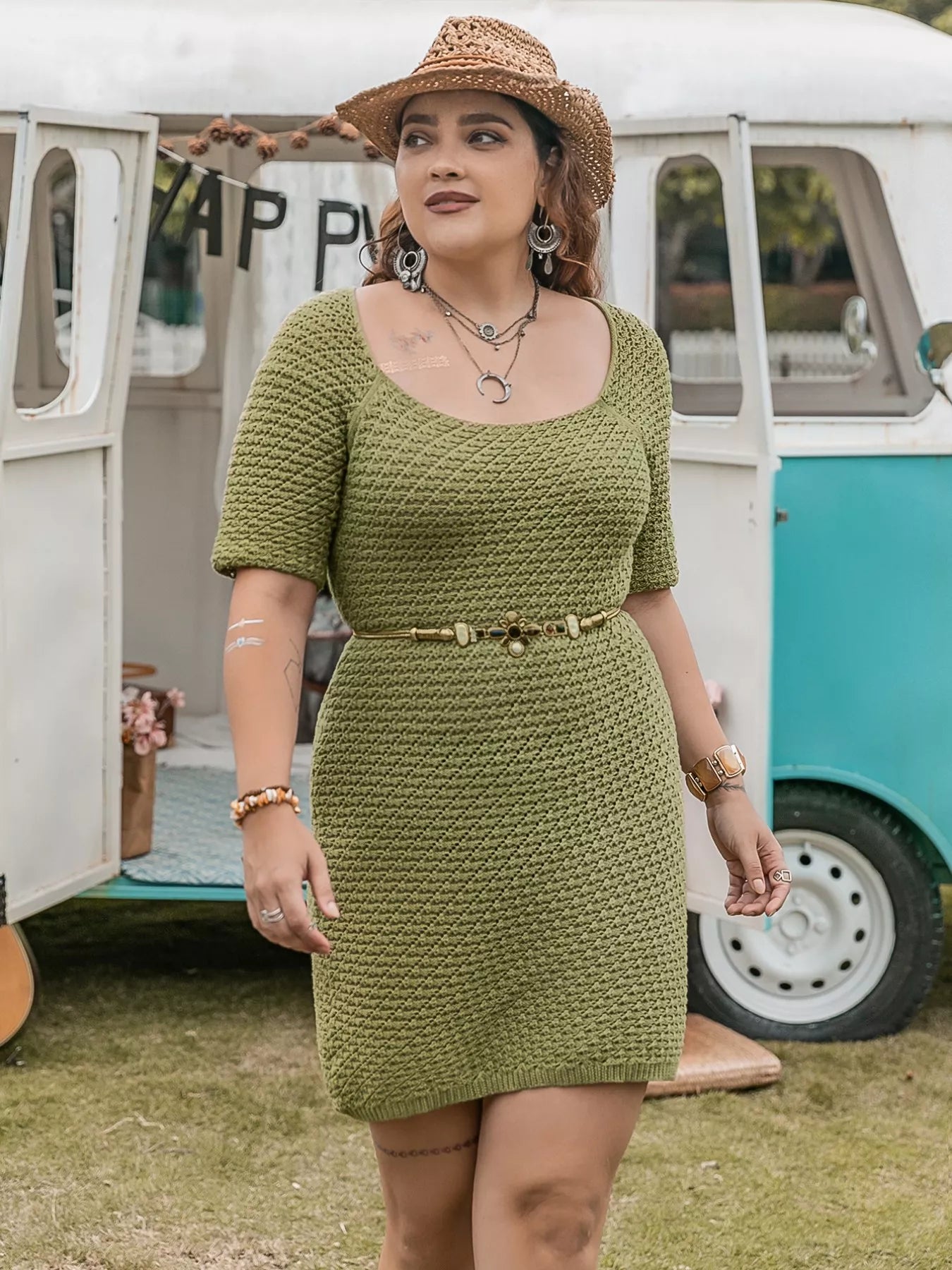 Hazel Blues® | Textured Knit Mini Dress