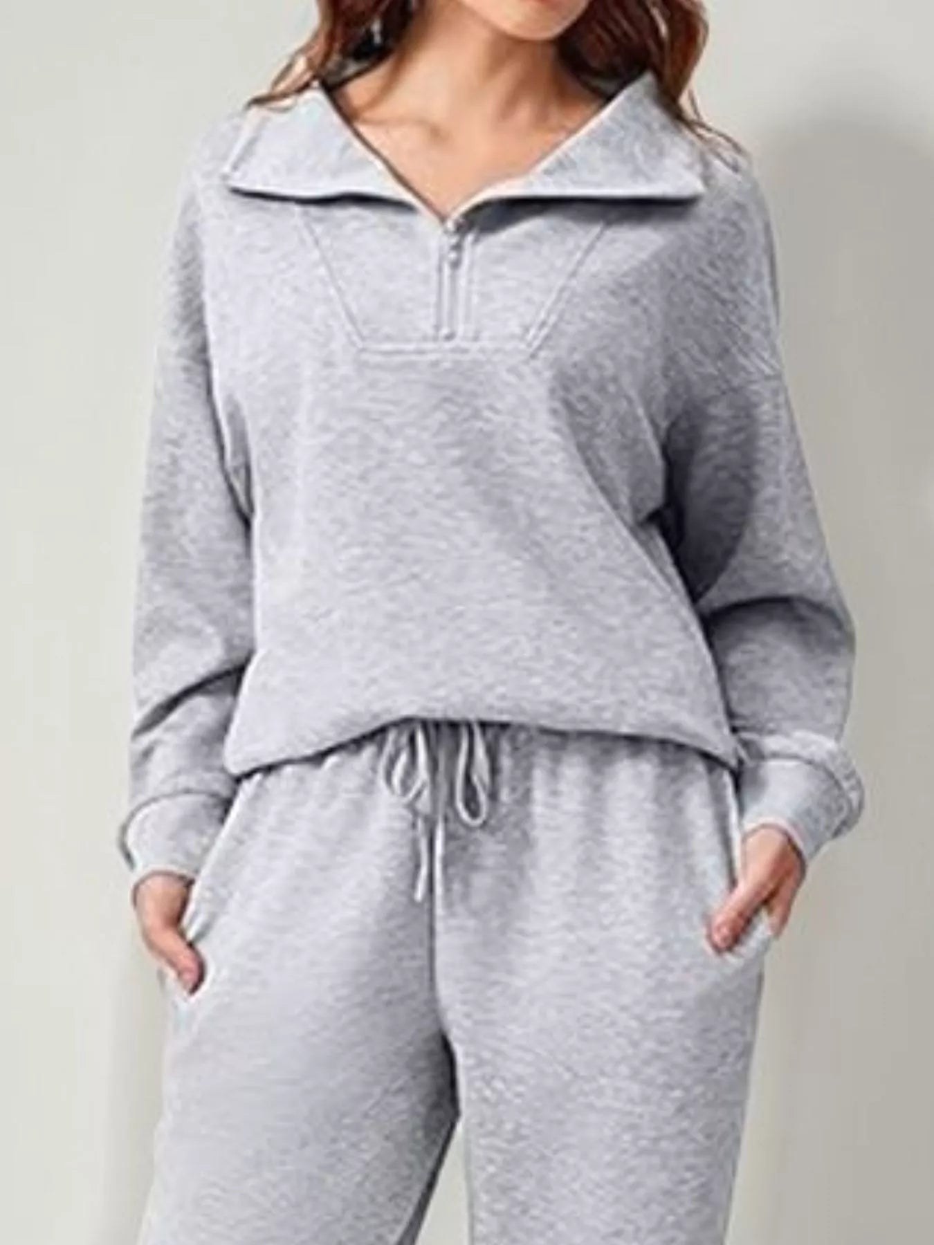 Hazel Blues® |  Relaxed Fit Quarter-Zip Top and Pants Set
