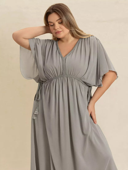 Hazel Blues® | V-Neck Flutter Sleeve Dress