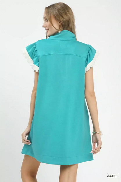 Hazel Blues® |  Umgee Zip-Neck Flutter Sleeve Dress