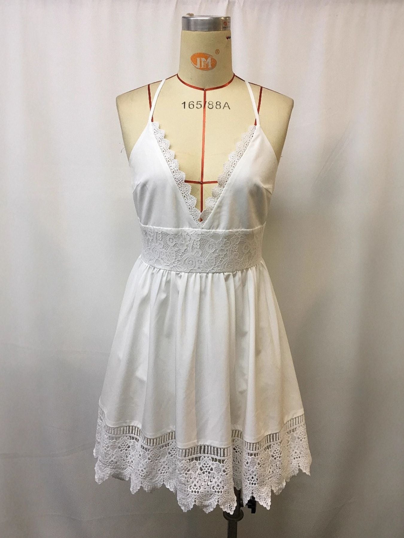 Hazel Blues® | Lace Trimmed V-Neck Mini Dress