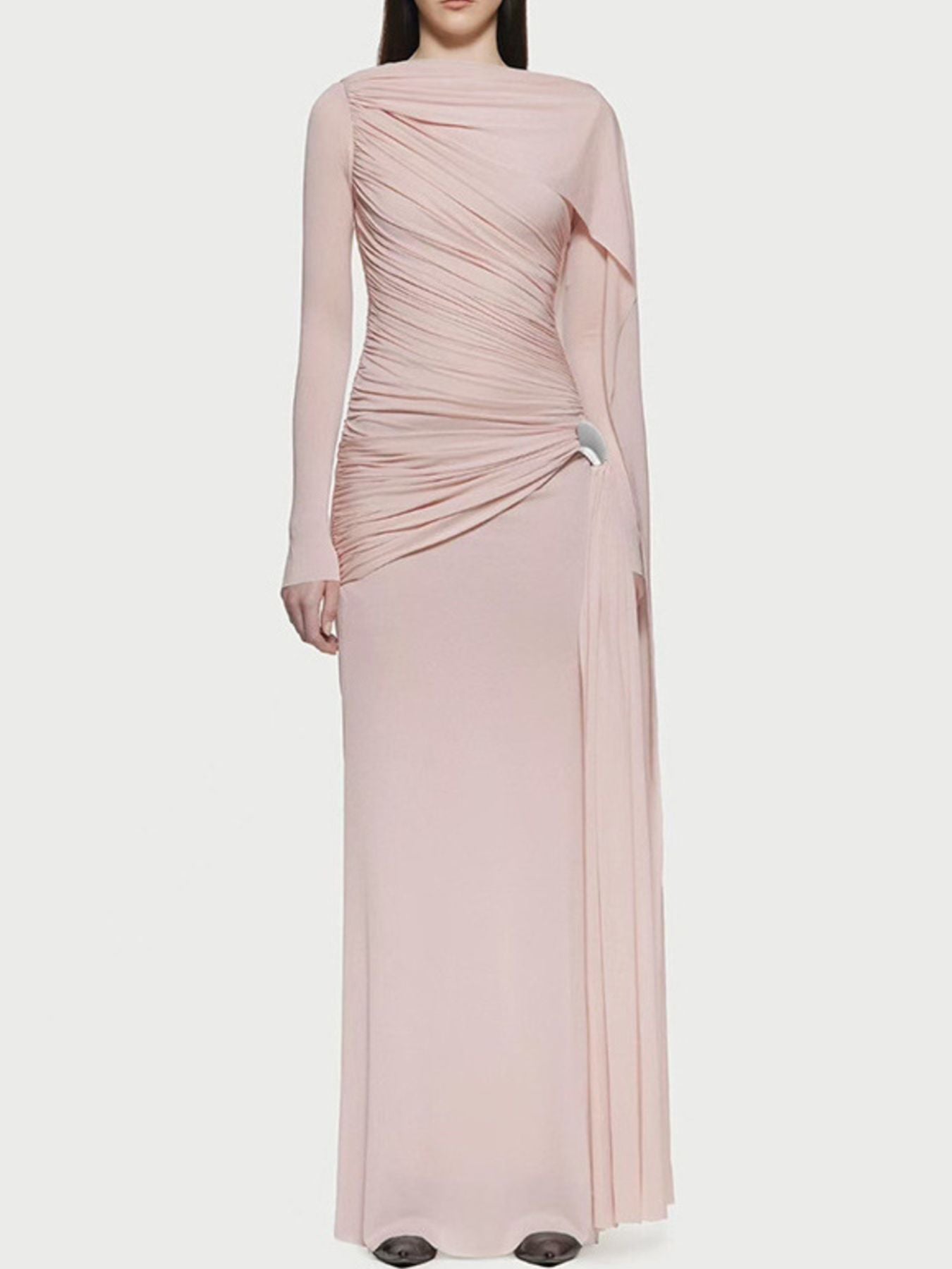 Hazel Blues® |  Ruched Draped Long Sleeve Maxi Dress