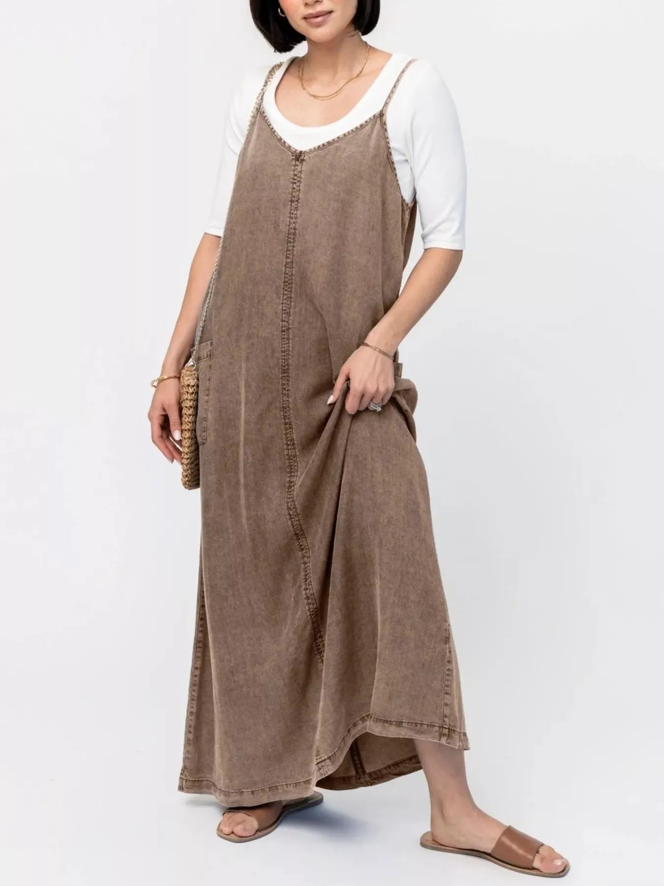 Hazel Blues® |  Casual Washed Denim Cami Maxi Dress