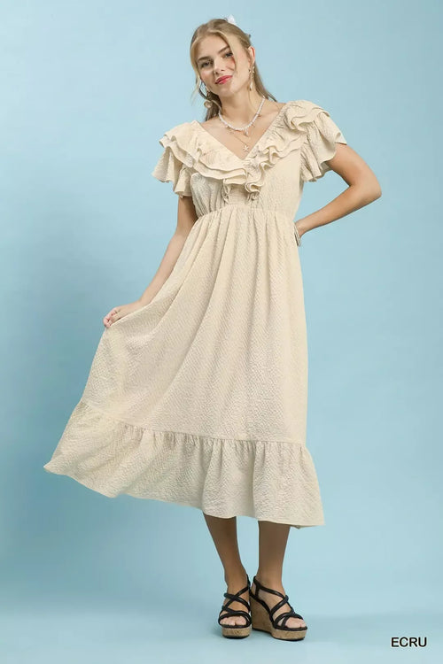 Hazel Blues® |  Umgee Textured Ruffle Midi Dress