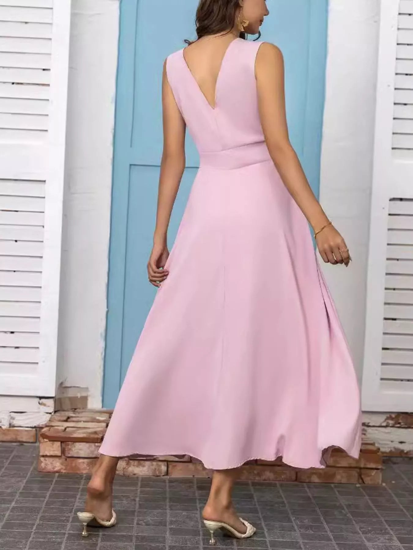Hazel Blues® | Slit V-Neck Sleeveless Dress