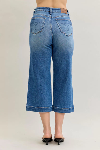 Hazel Blues® |  Judy Blue Mid Rise Crop Wide Leg Jeans
