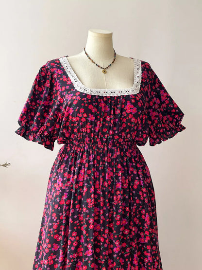 Hazel Blues® | Floral Square Neck Short Sleeve Dress