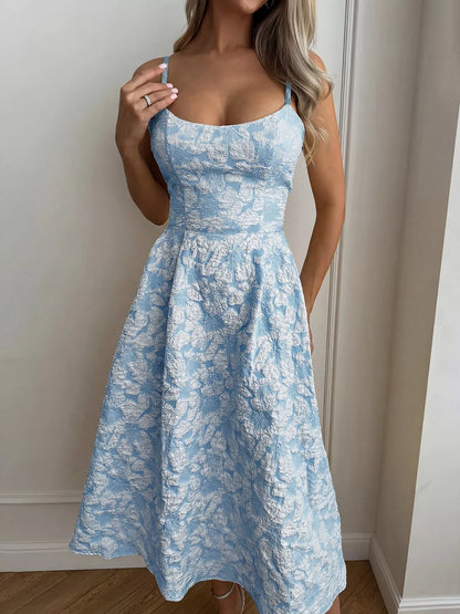 Hazel Blues® |  Textured A-Line Midi Dress