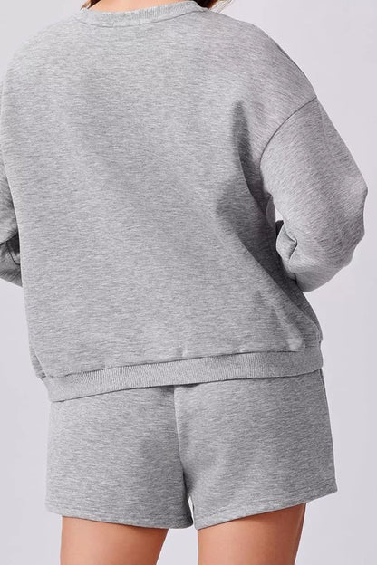 Hazel Blues® |  Round Neck Sweatshirt and Shorts Set