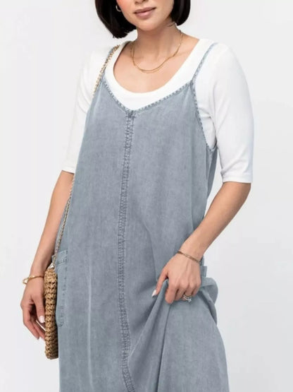 Hazel Blues® |  Casual Washed Denim Cami Maxi Dress