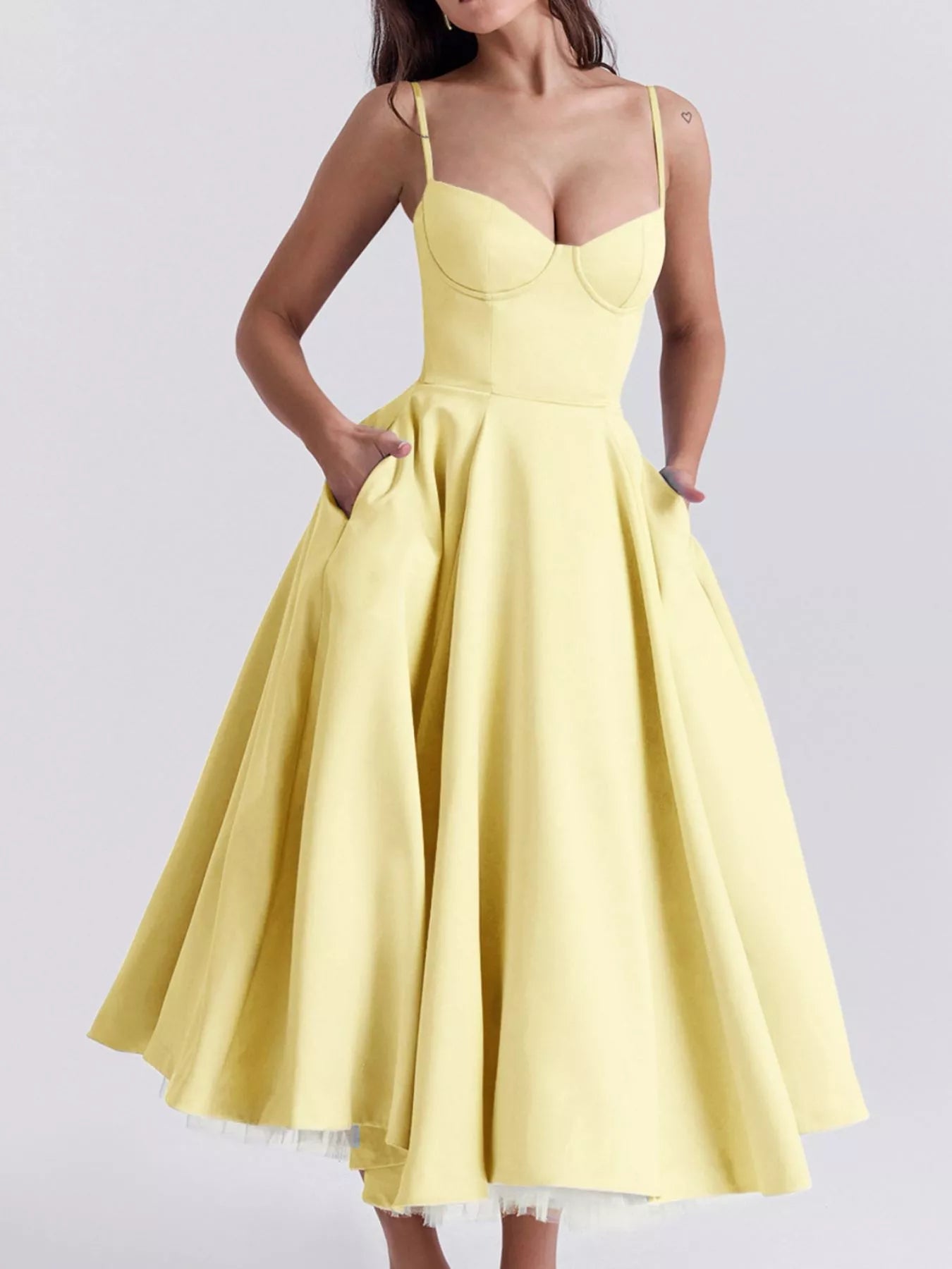 Hazel Blues® |  Sweetheart Neck A-Line Midi Dress