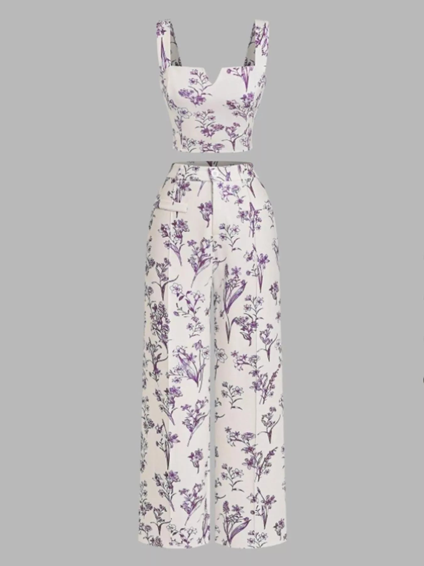 Hazel Blues® |  Floral Print Cami Top & Wide Leg Pants Set