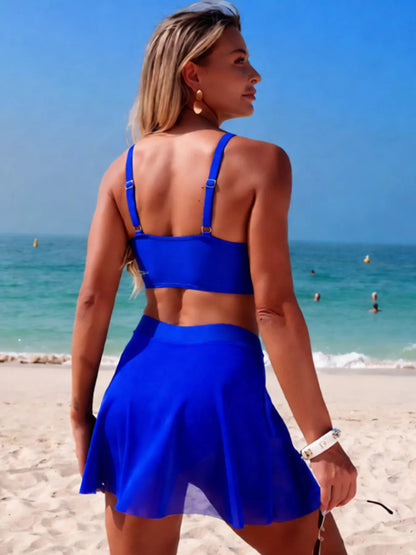 Hazel Blues® | Twist Front Cami and Skort Swim Set