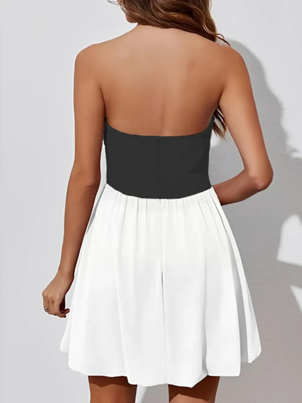 Hazel Blues® |  Ruched Two-Tone Tube Mini Dress
