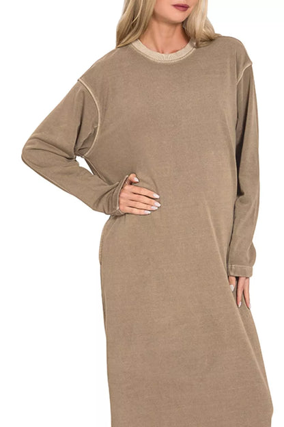 Hazel Blues® |  Zenana Soft Fleece Pigment Dye Sweatshirts Dress