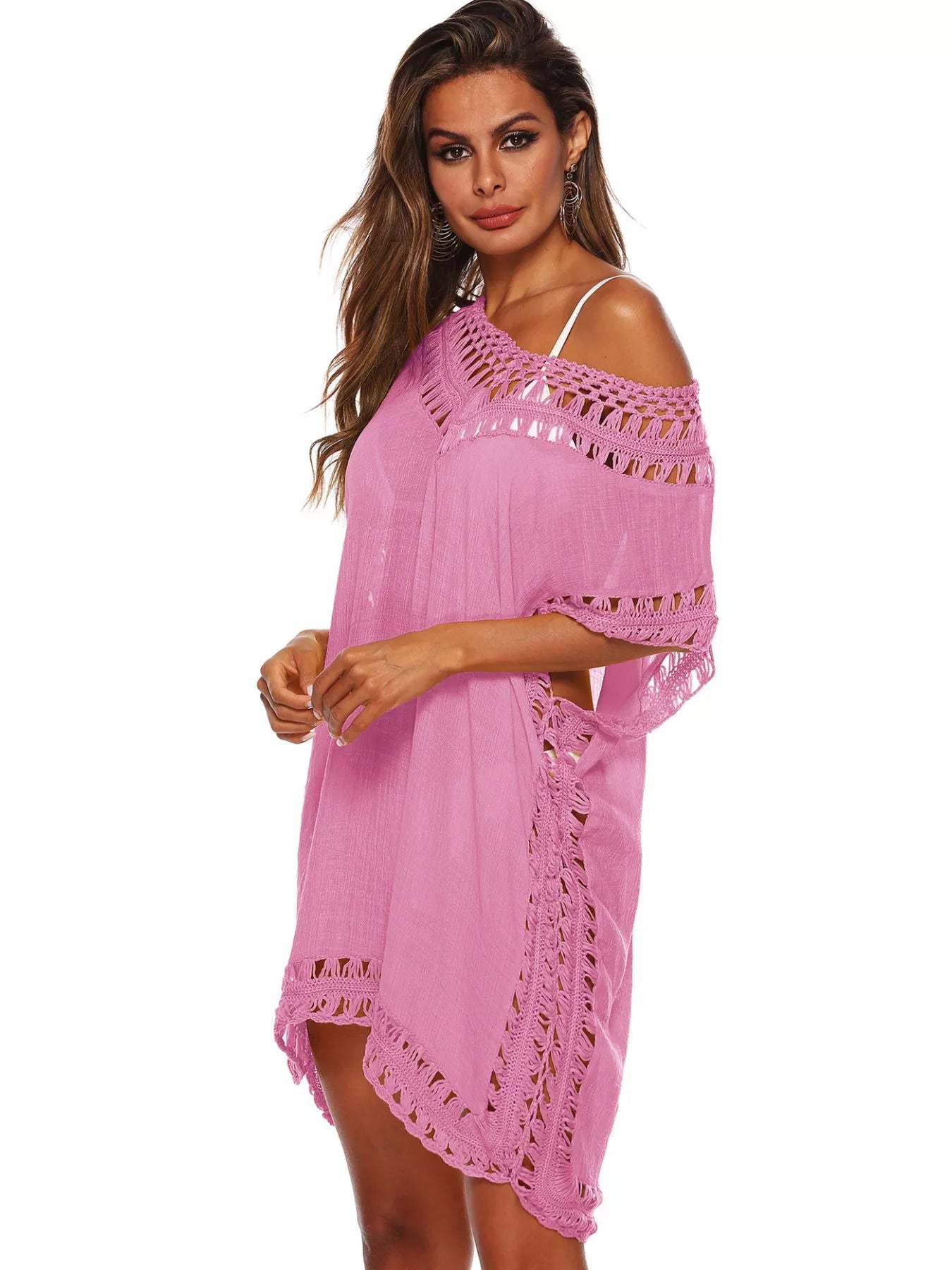 Hazel Blues® | Crochet Trim V-Neck Cover-Up Dress