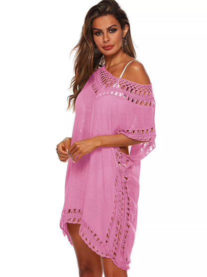 Hazel Blues® | Crochet Trim V-Neck Cover-Up Dress