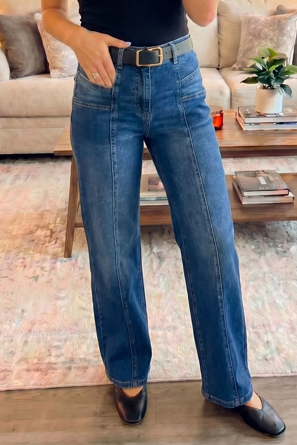 Hazel Blues® |  Seam Detail Shift Jeans
