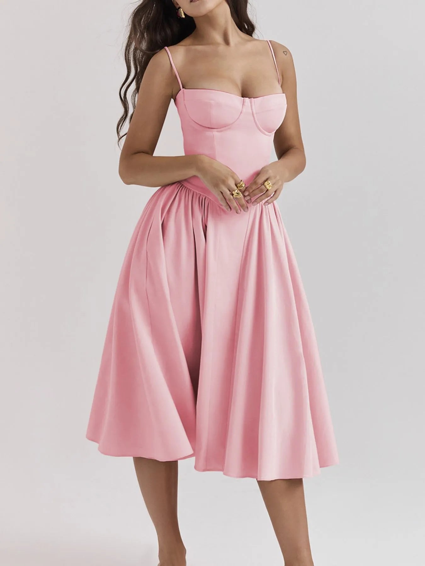 Hazel Blues® |  Ruched Sweetheart Neck Cami Dress