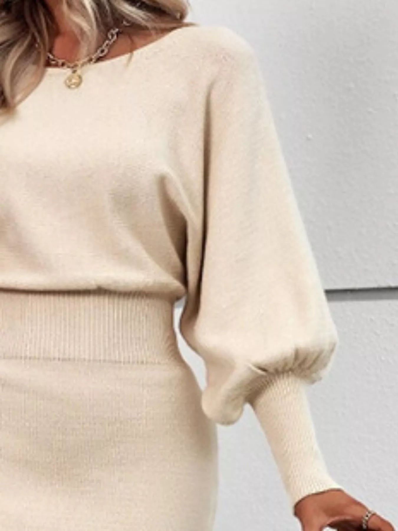 Hazel Blues® |  Lantern Sleeve Bodycon Sweater Dress