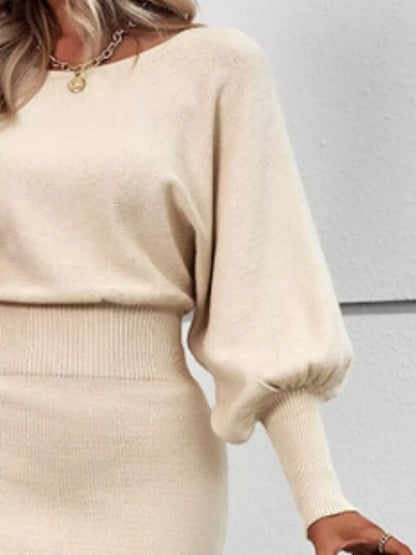 Hazel Blues® |  Lantern Sleeve Bodycon Sweater Dress