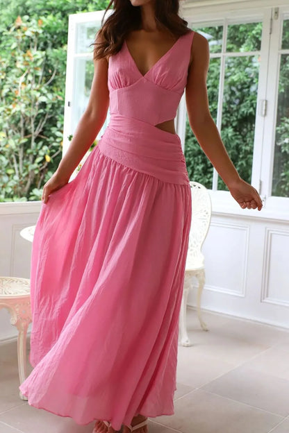 Hazel Blues® |  Cutout Back V-Neck Dress