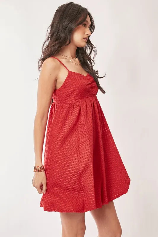 Hazel Blues® |  Davi & Dani Textured Sweetheart Neckline Bubble Hem Dress