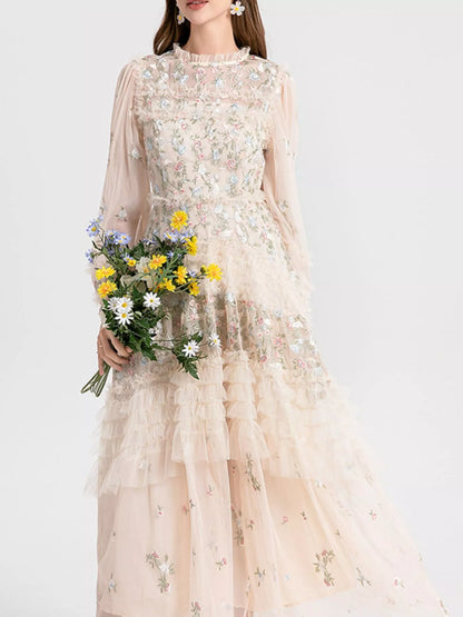 Hazel Blues® |  Floral Tulle Layered Maxi Dress