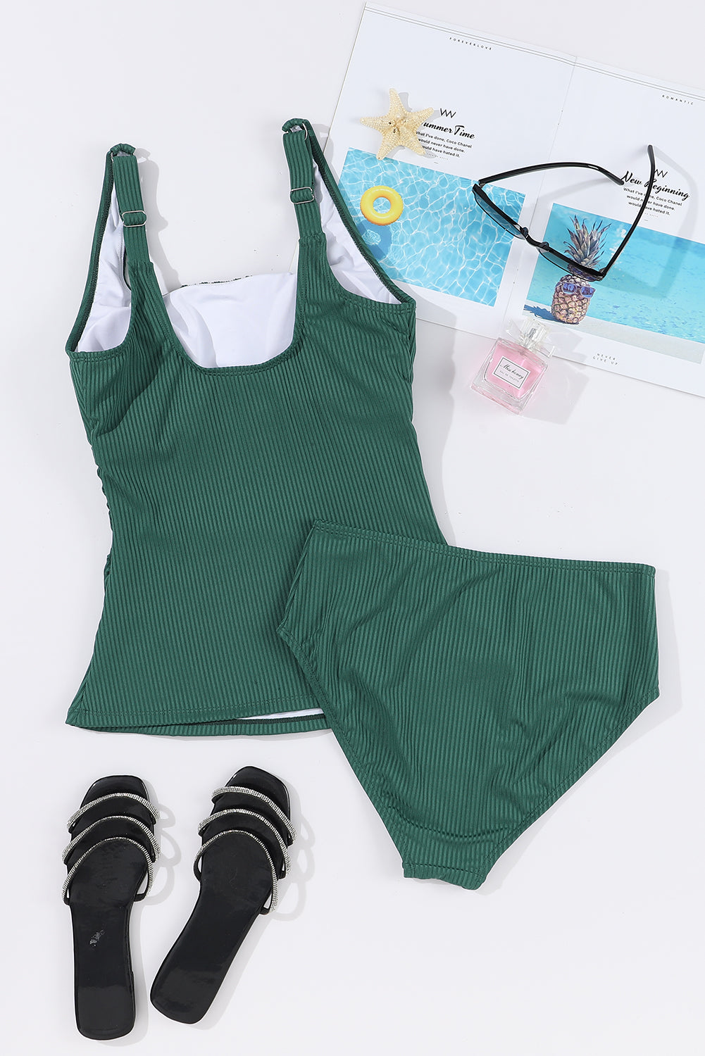 Hazel Blues® | Square Neck Wide Strap Tankini Set