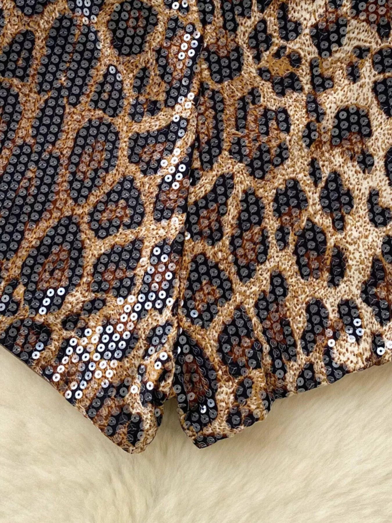 Hazel Blues® |  Sequin Leopard Shorts
