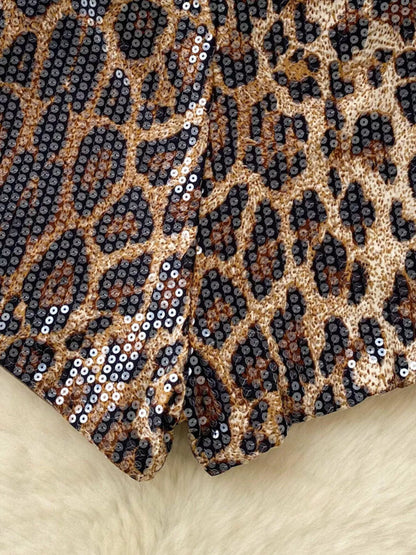 Hazel Blues® |  Sequin Leopard Shorts