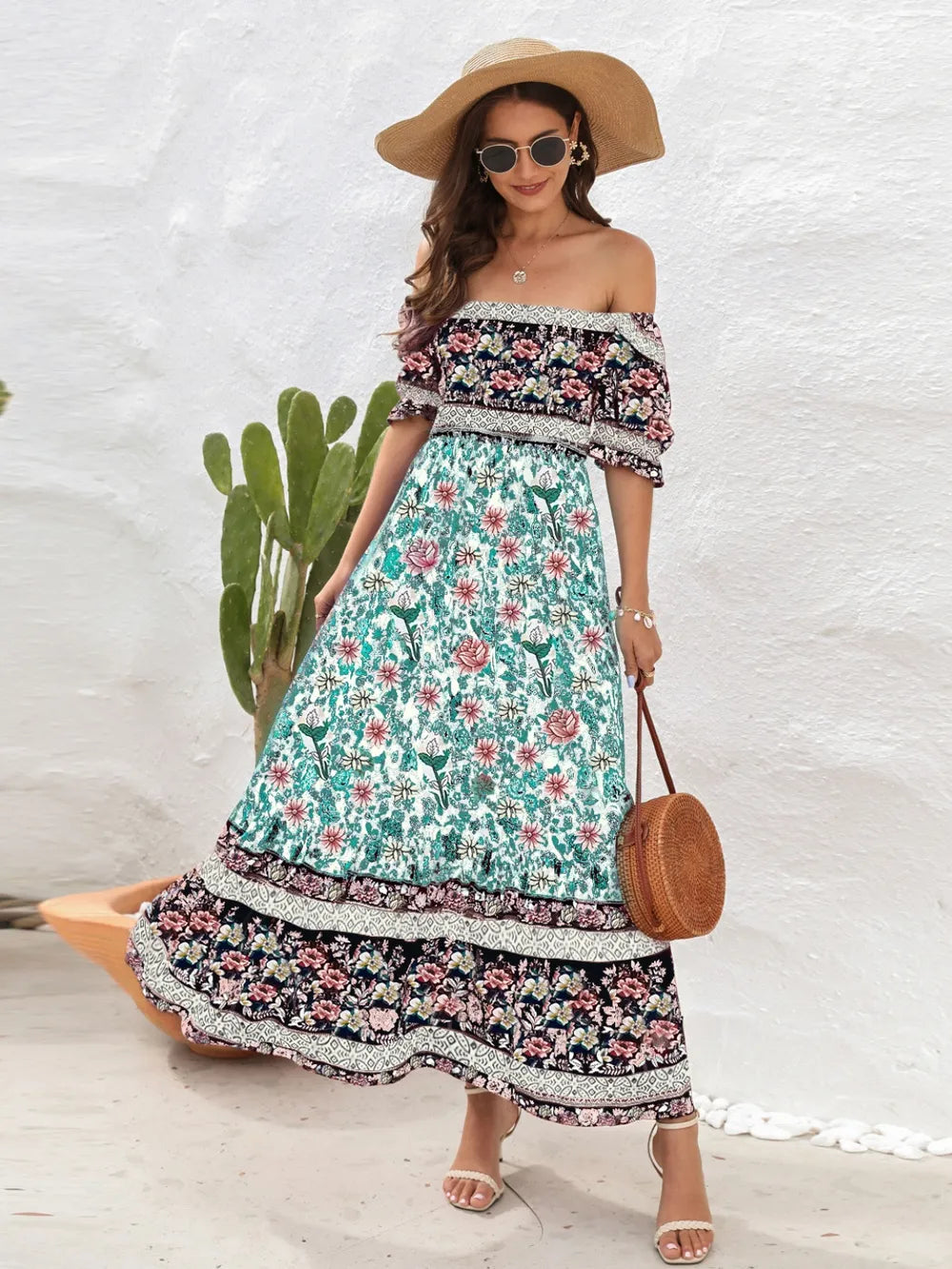 Hazel Blues® |  Floral Flounce Sleeve Midi Dress