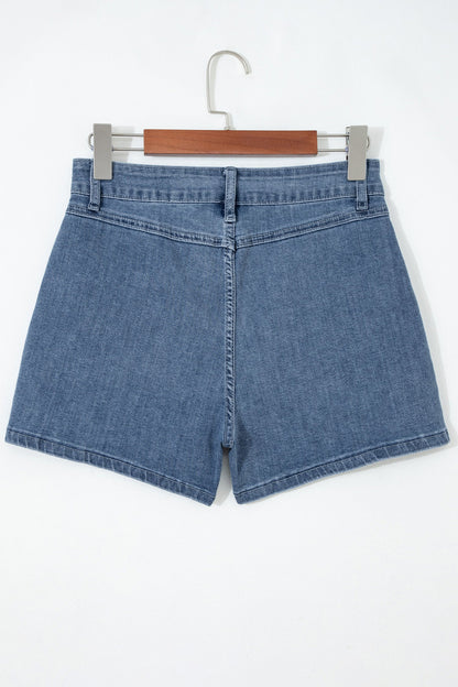 Hazel Blues® |  Dusk Blue Flap Pockets Denim Shorts