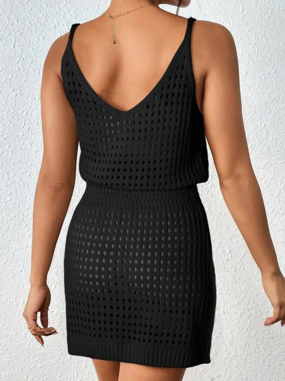 Hazel Blues® |  Openwork V-Neck Sleeveless Cover Up Dress