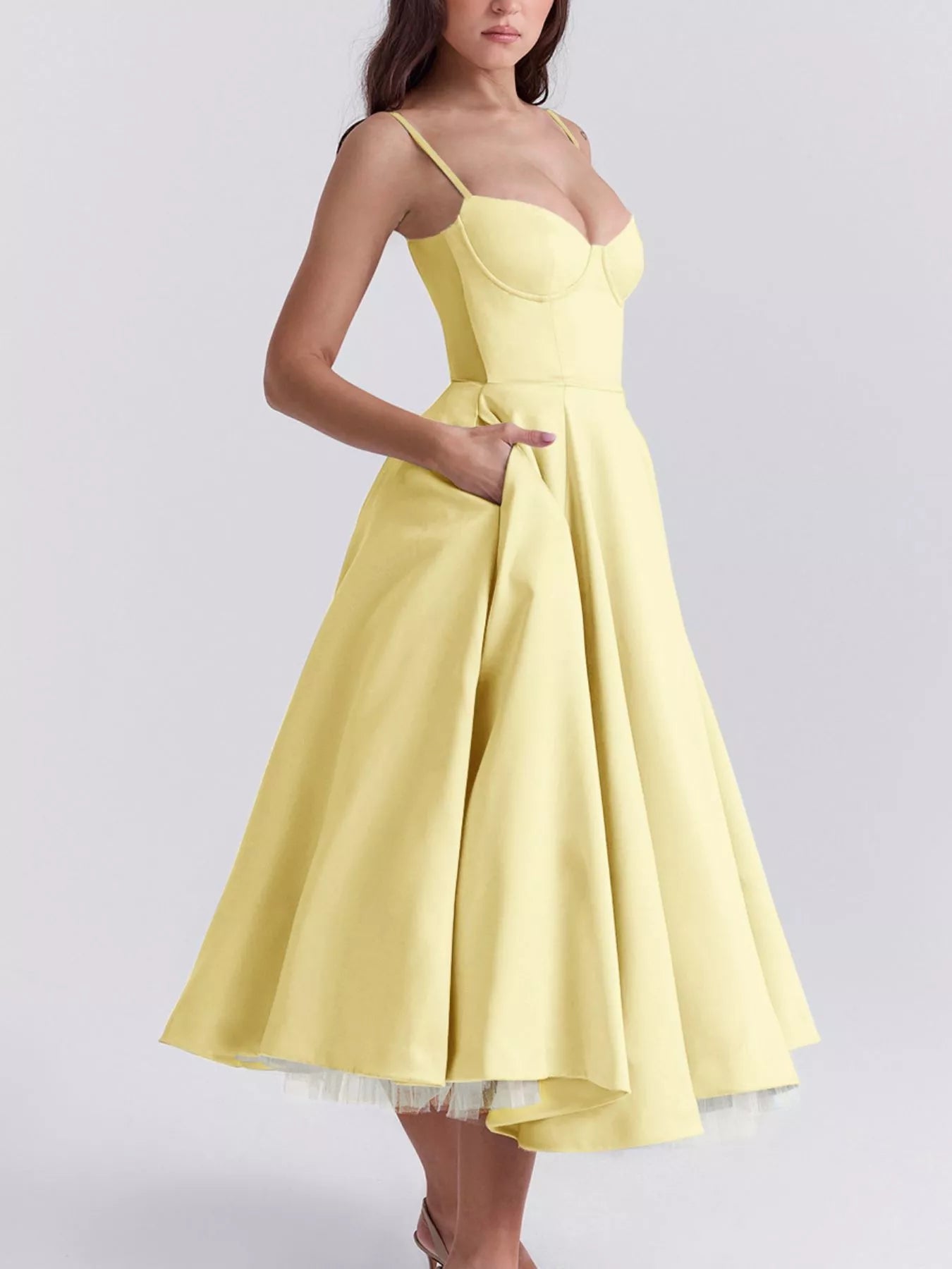 Hazel Blues® |  Sweetheart Neck A-Line Midi Dress