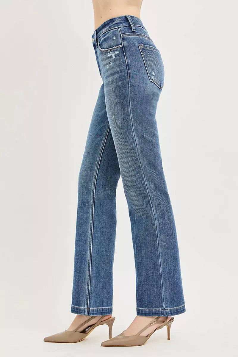 Hazel Blues® |  RISEN Tummy Control 4way Stretch Mid Rise Straight Crease Line