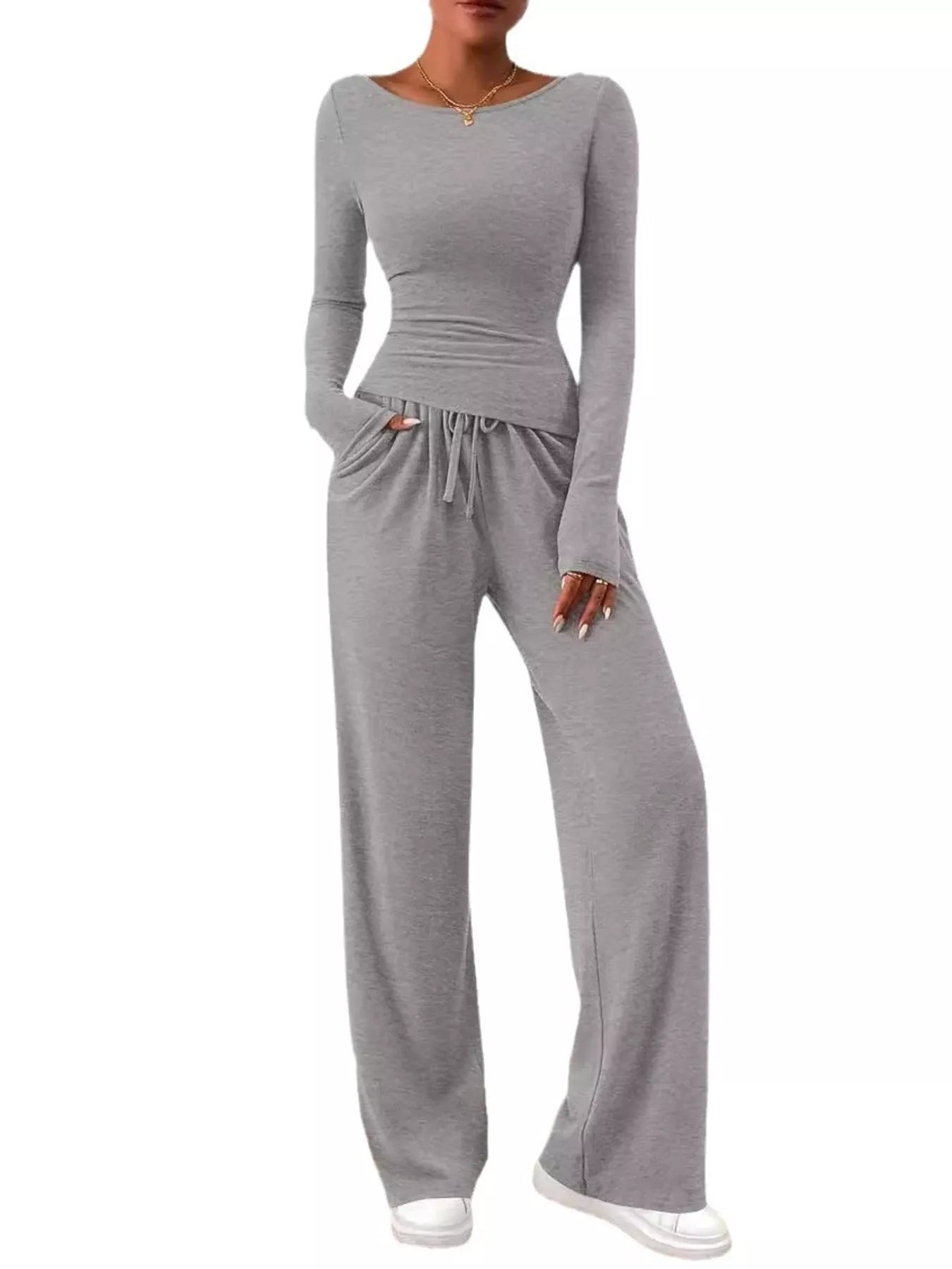Hazel Blues® |  Long Sleeve Top and Wide Leg Pants Set