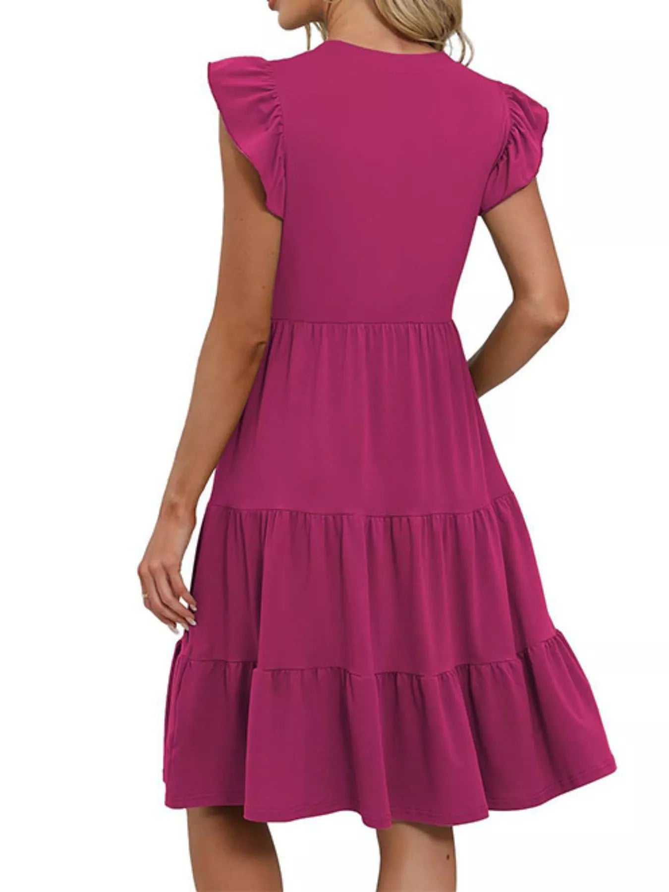 Hazel Blues® |  Ruffle Sleeve Tiered Midi Dress