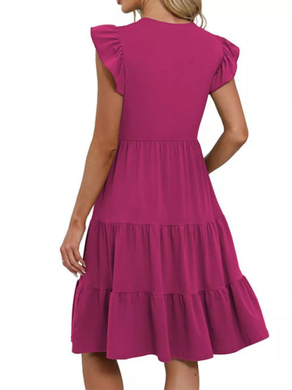 Hazel Blues® |  Ruffle Sleeve Tiered Midi Dress