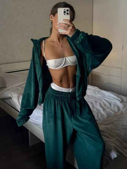 Hazel Blues® |  Zip Up Long Sleeve Outerwear and Pants Set