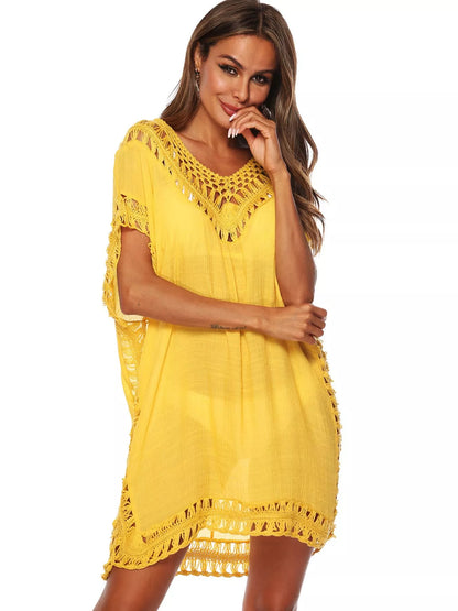 Hazel Blues® | Crochet Trim V-Neck Cover-Up Dress